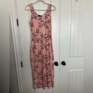 Floral Pink Sleeveless Maxi Dress